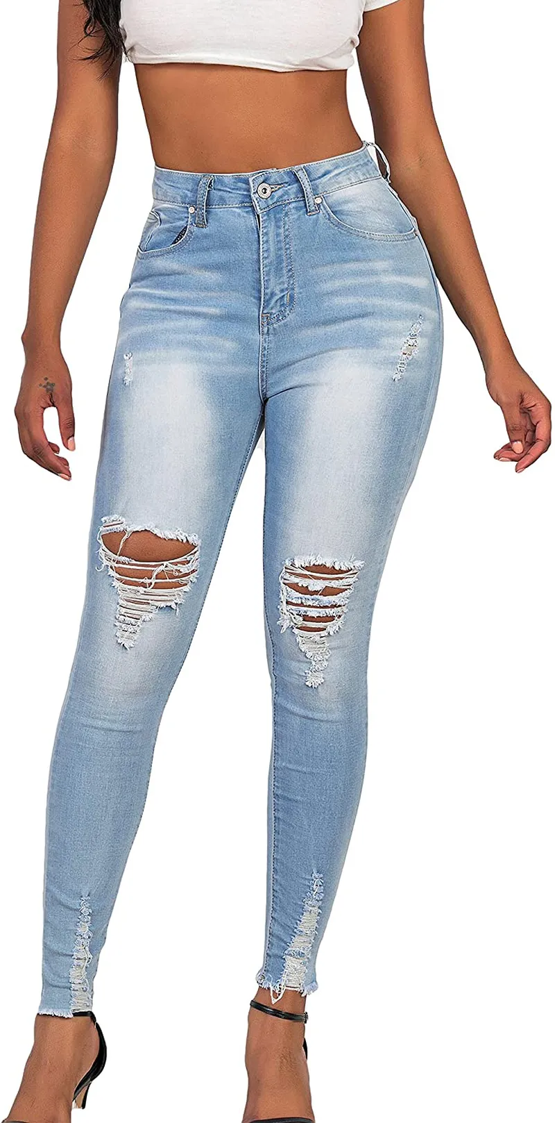 MEISITE Women's Butt-Lifting Skinny Jeans High-Rise Waist Brazilian Style