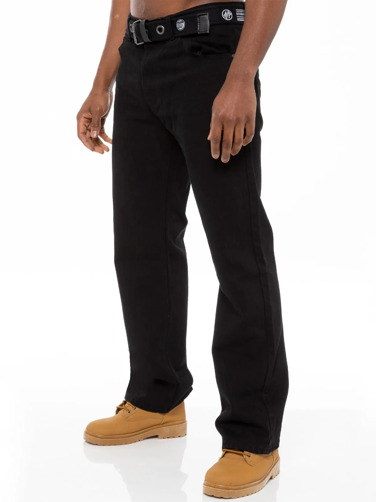 Mens Black Jeans with Belt | Enzo Designer Menswear