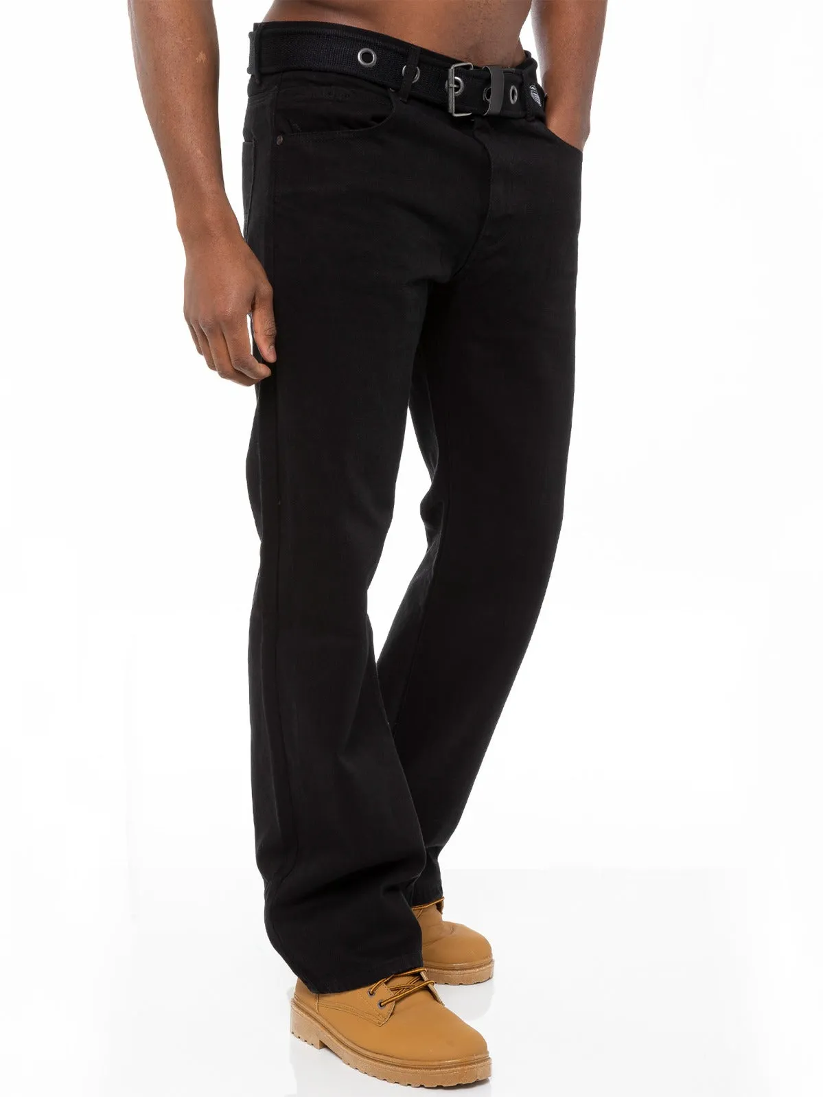 Mens Black Jeans with Belt | Enzo Designer Menswear