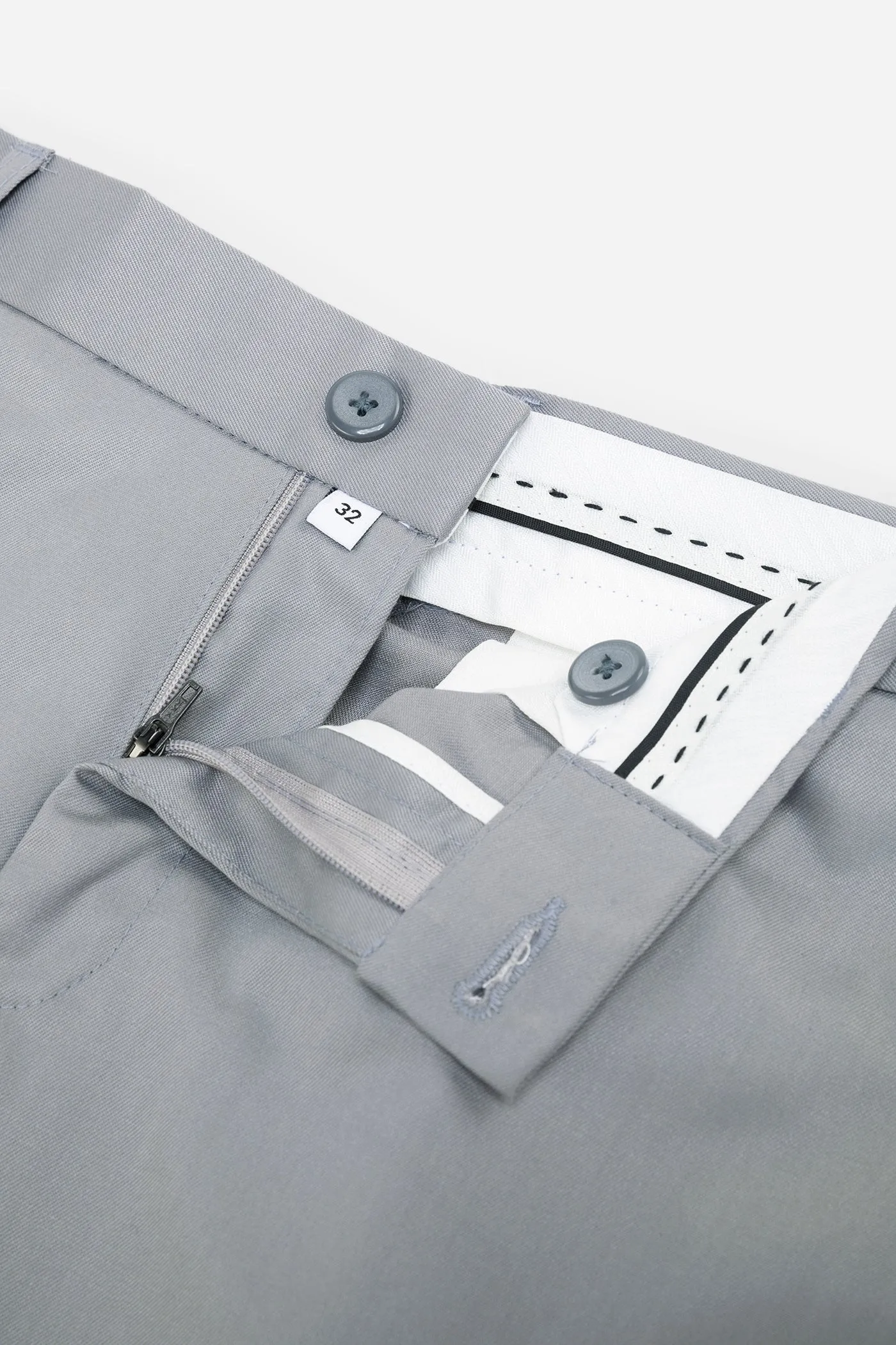 Men's Light Grey Solid Formal Trousers