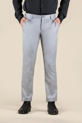 Men's Light Grey Solid Formal Trousers