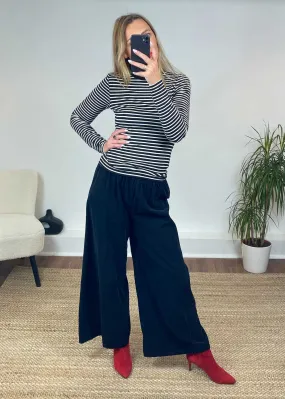 Mia Cord Wide Leg Pants in Black