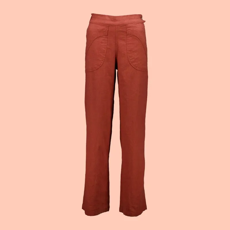 Olga de Polga Peggy Lino Long Pants - Rose Brick Linen