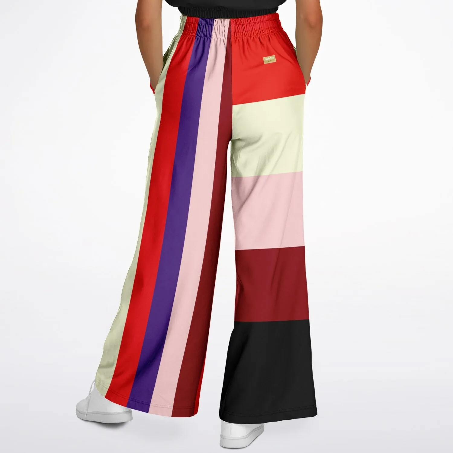 Pink Candy Holiday Stripe Eco-Poly Wide Leg Pants