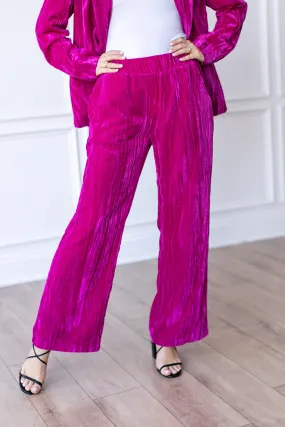 Raspberry Rendezvous Velvet Wide Leg Pants