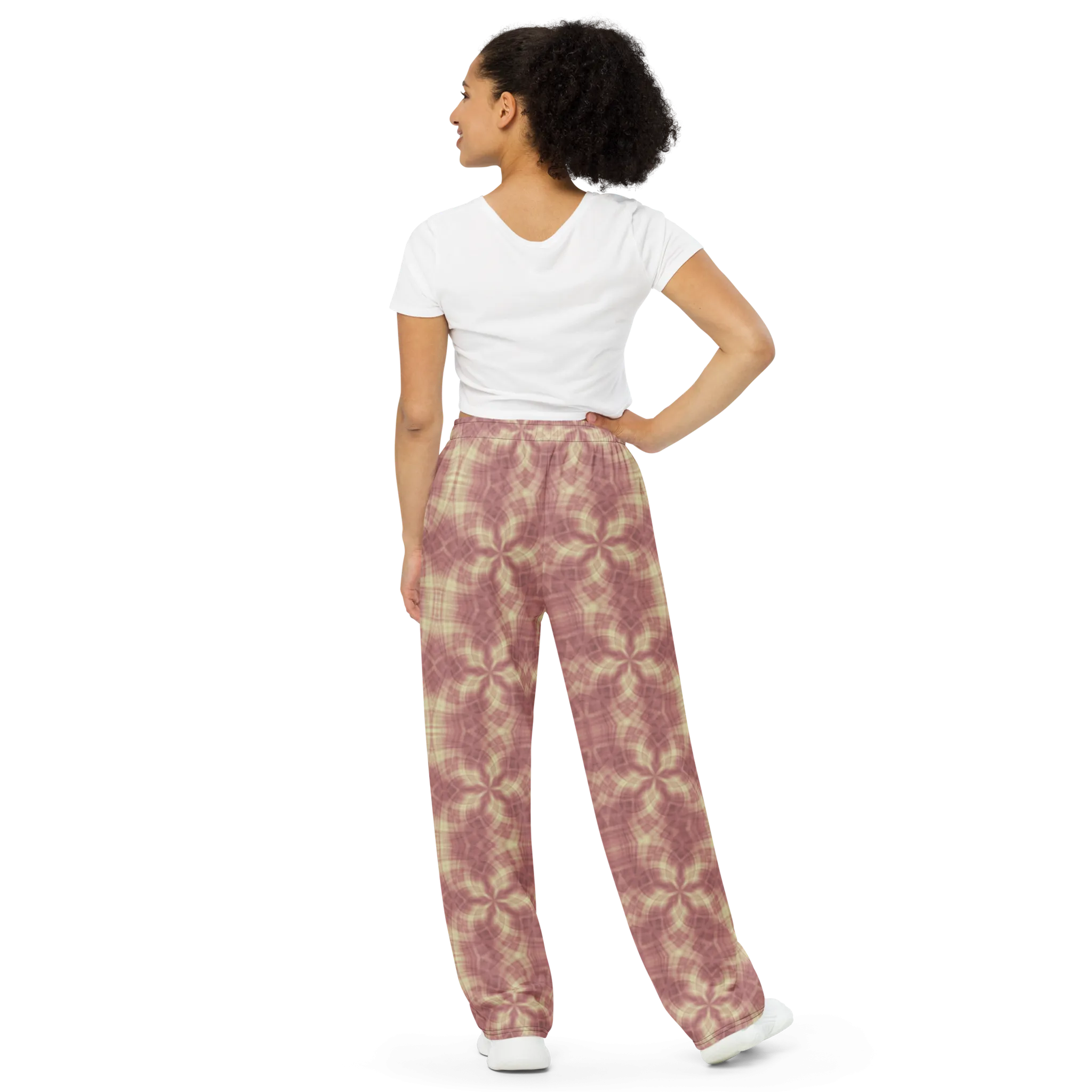 Recursia Argyle Rewired II Women's Wide Leg Pants In Pink