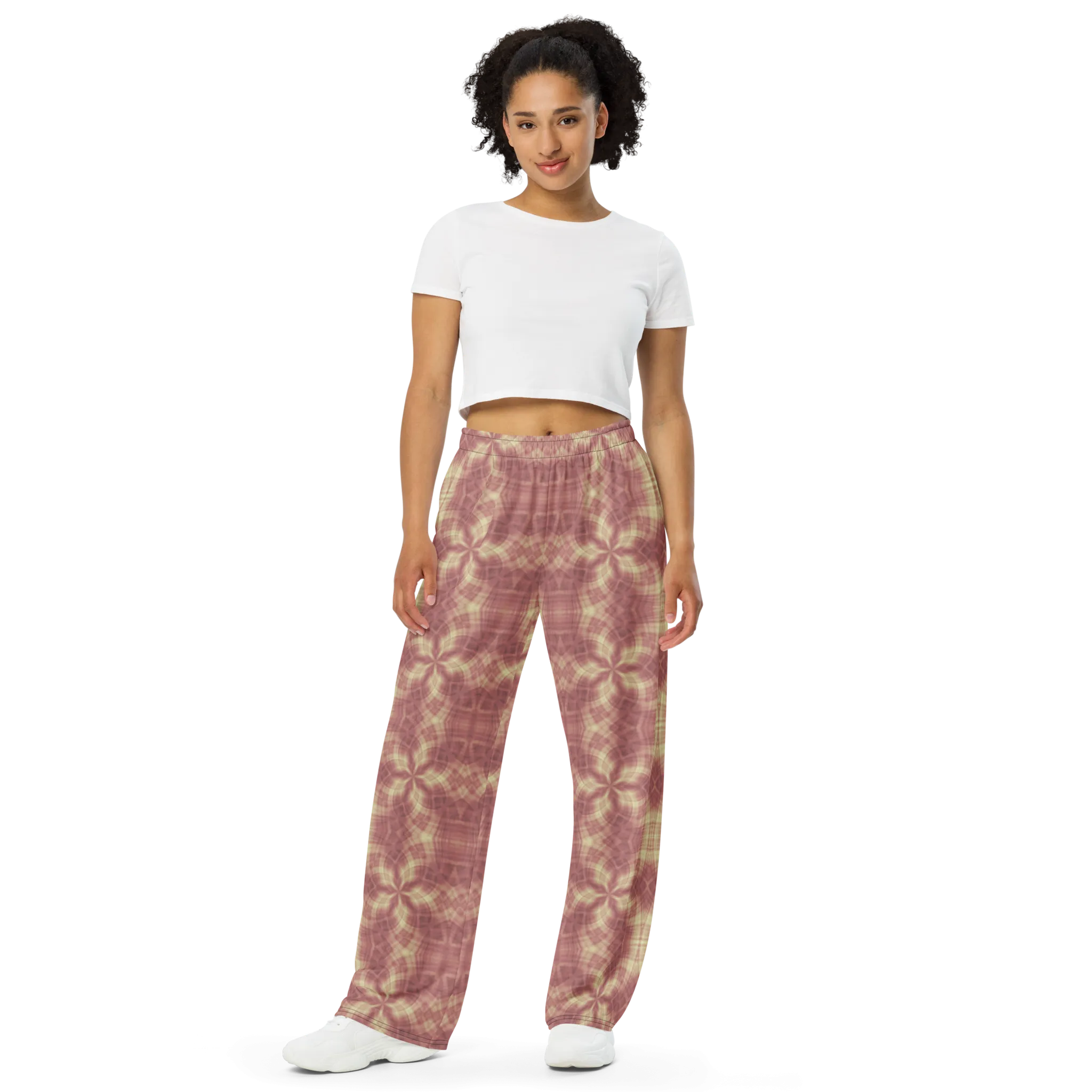 Recursia Argyle Rewired II Women's Wide Leg Pants In Pink