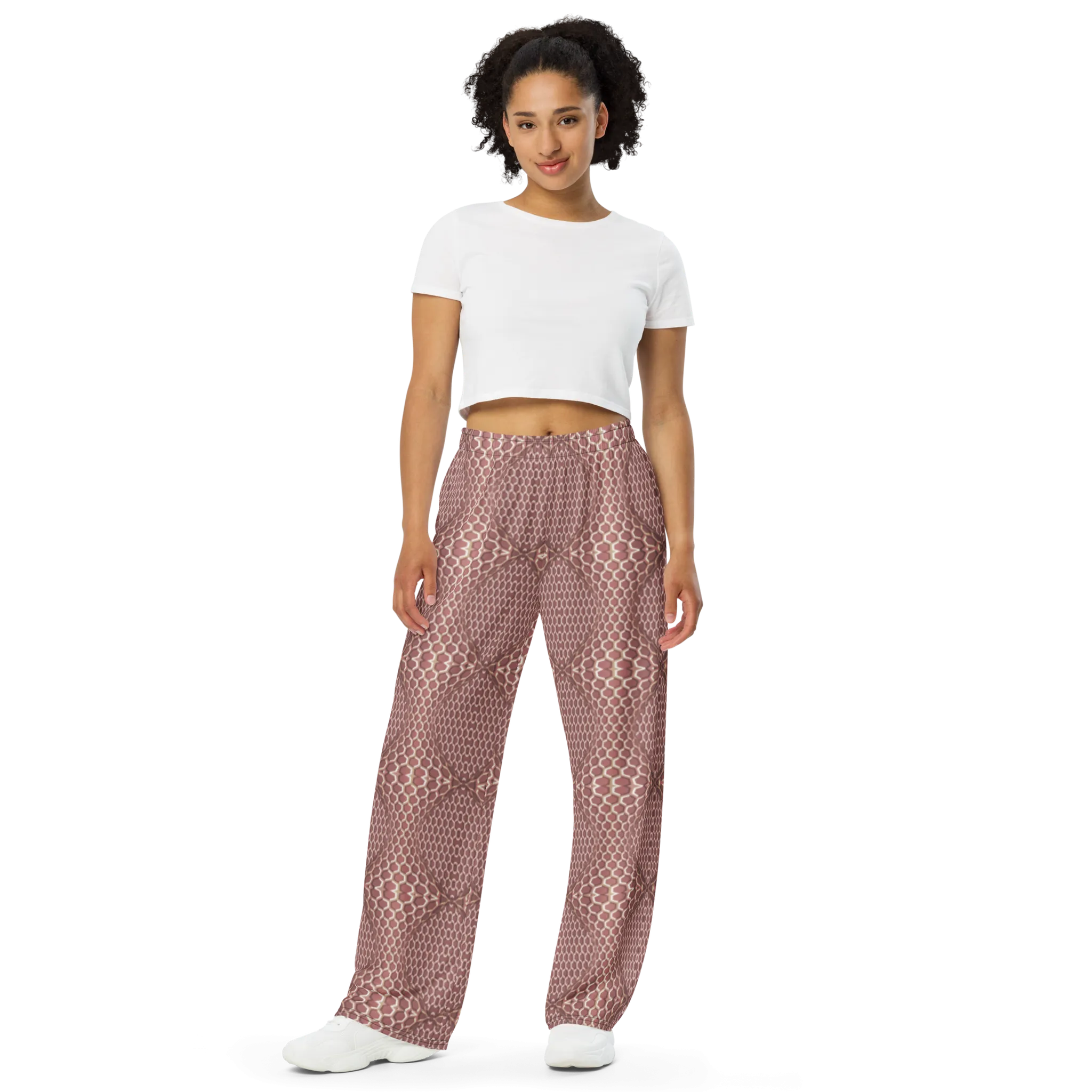 Recursia Illusions Game Women's Wide Leg Pants In Pink