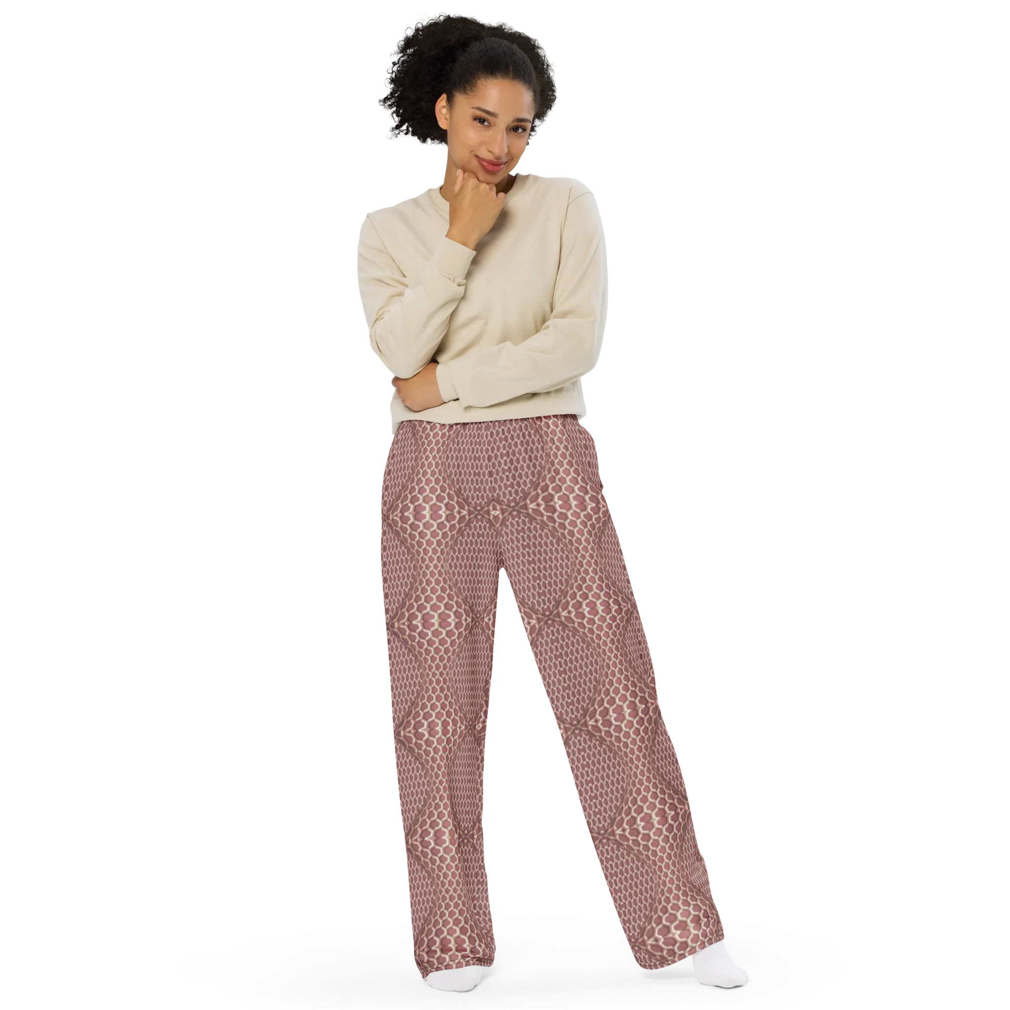 Recursia Illusions Game Women's Wide Leg Pants In Pink