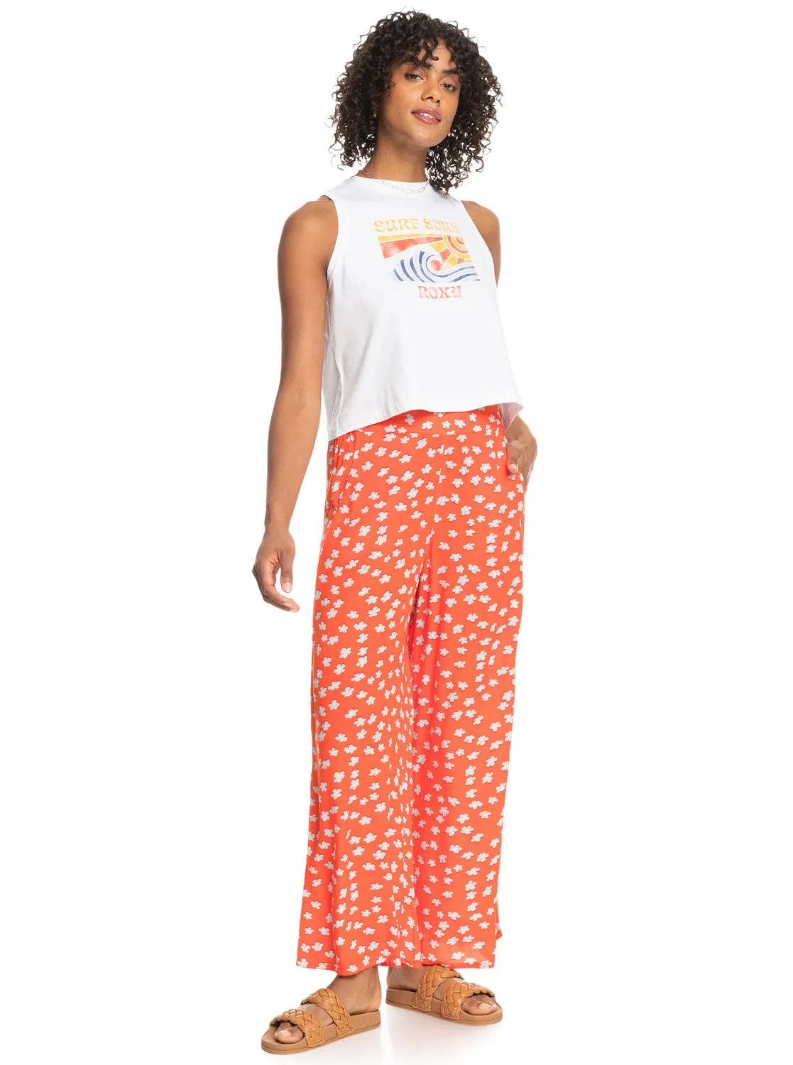 Roxy Midnight New Avenue Pants-Tiger Lily Flower Rain