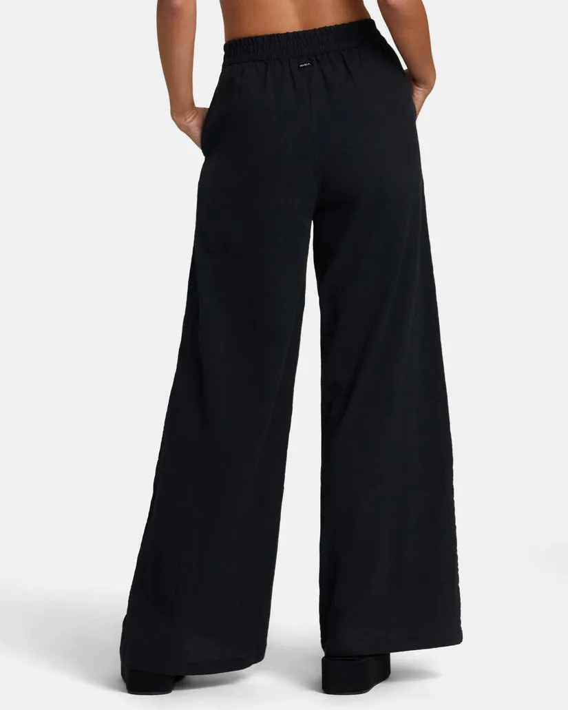 RVCA YUME WIDE LEG PANTS - BLACK