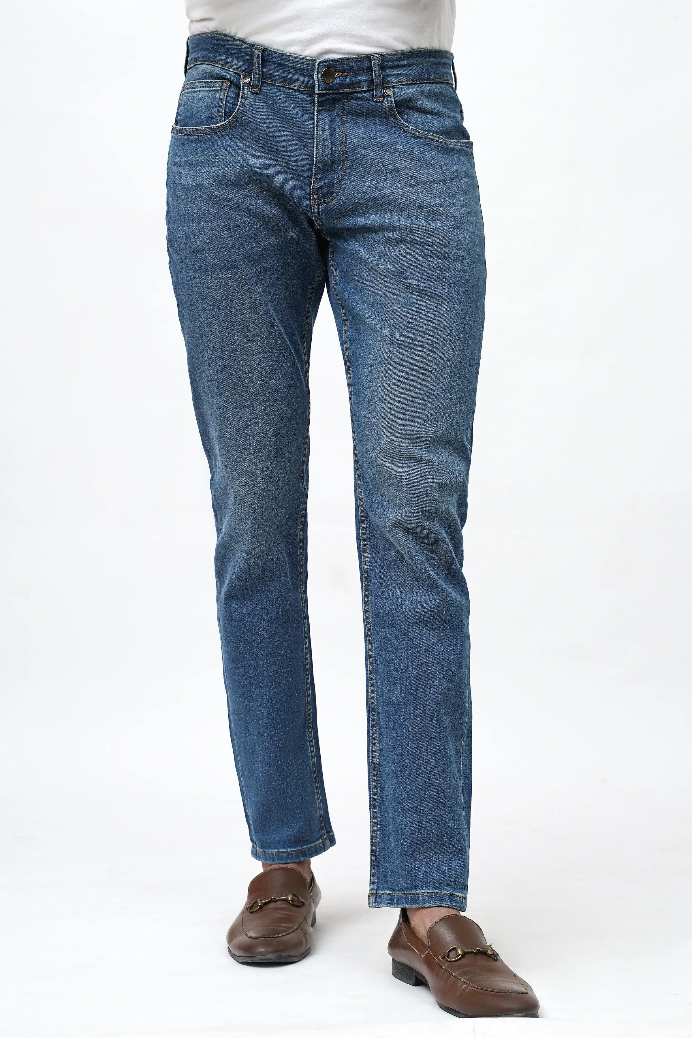 SLIM FIT MID BLUE DENIM JEAN