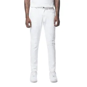 Slim Tapered Rip & Repaired Jeans - White