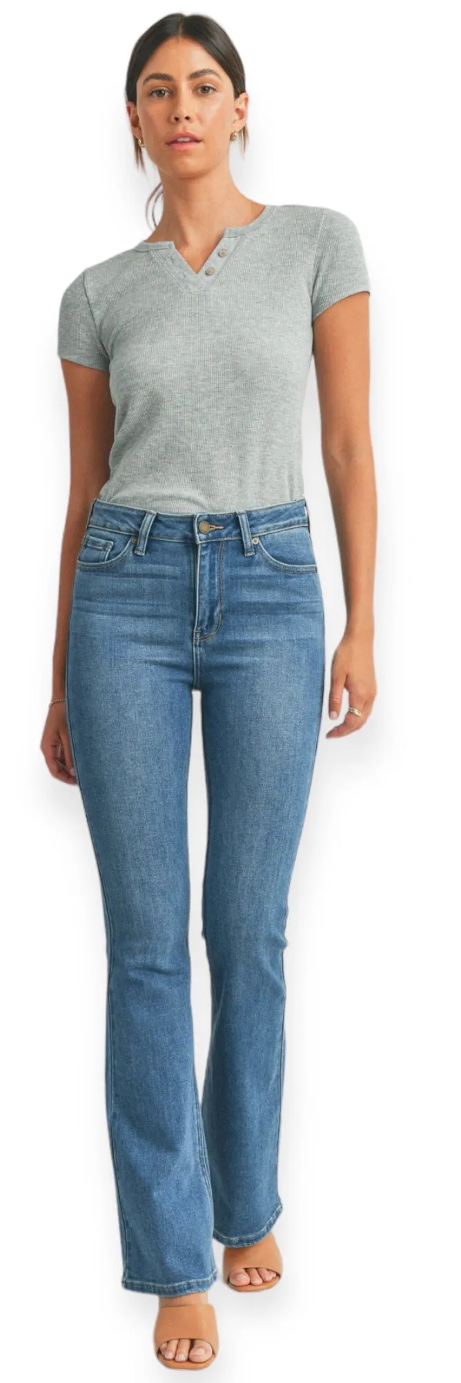 Soft Stretchy High Rise Skinny Flare Denim