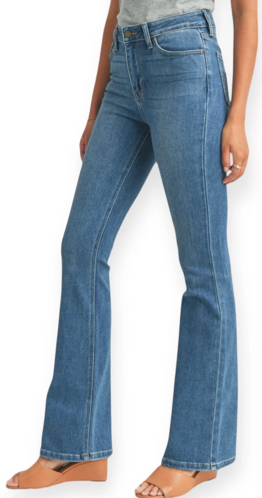 Soft Stretchy High Rise Skinny Flare Denim