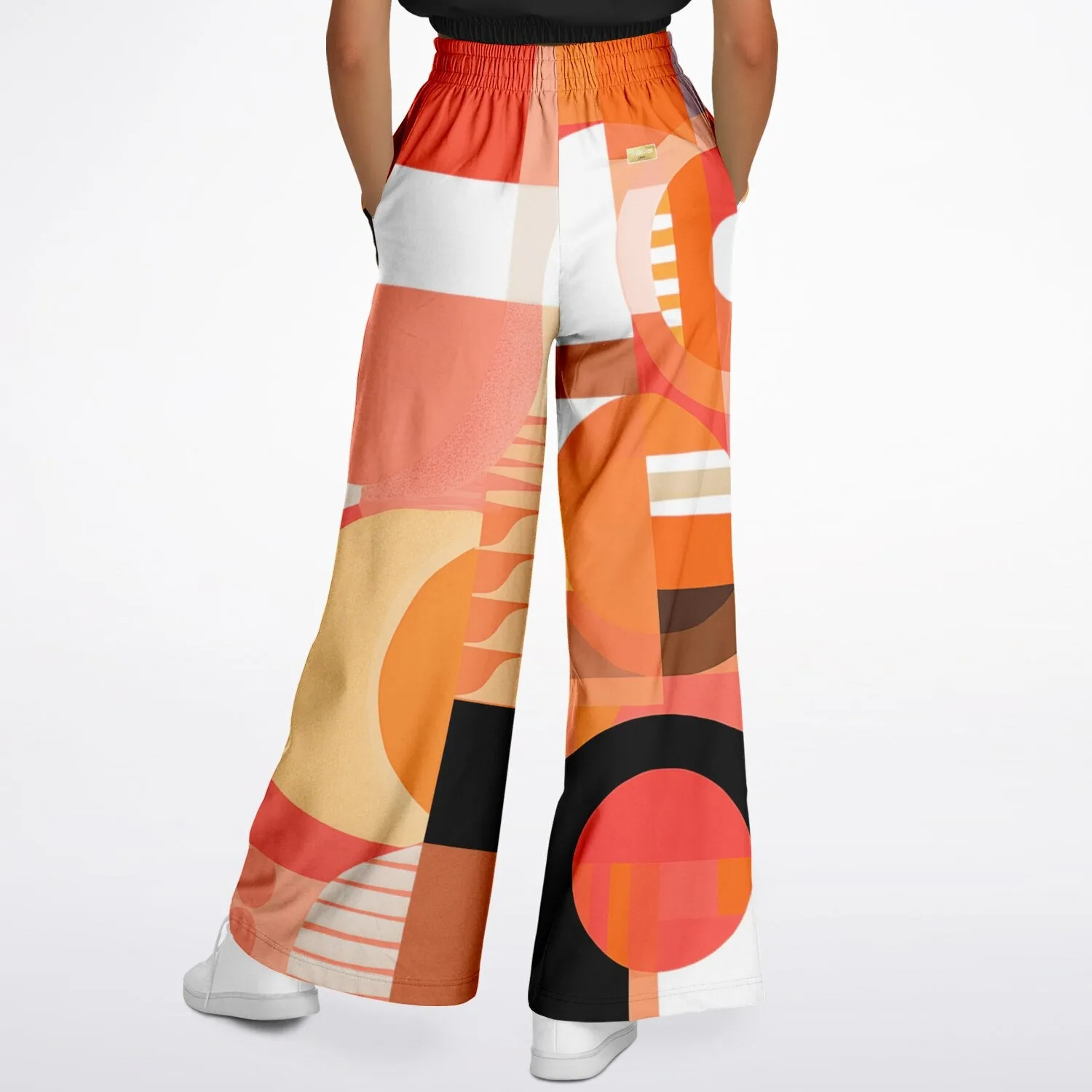 Sunset Springs Abstract 70s Print Eco-Poly Wide Leg Pants