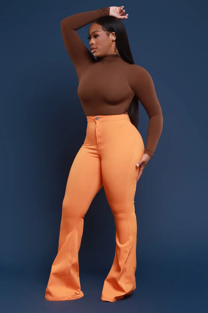 Super Swank High Rise Flare Stretchy Jeans - Orange