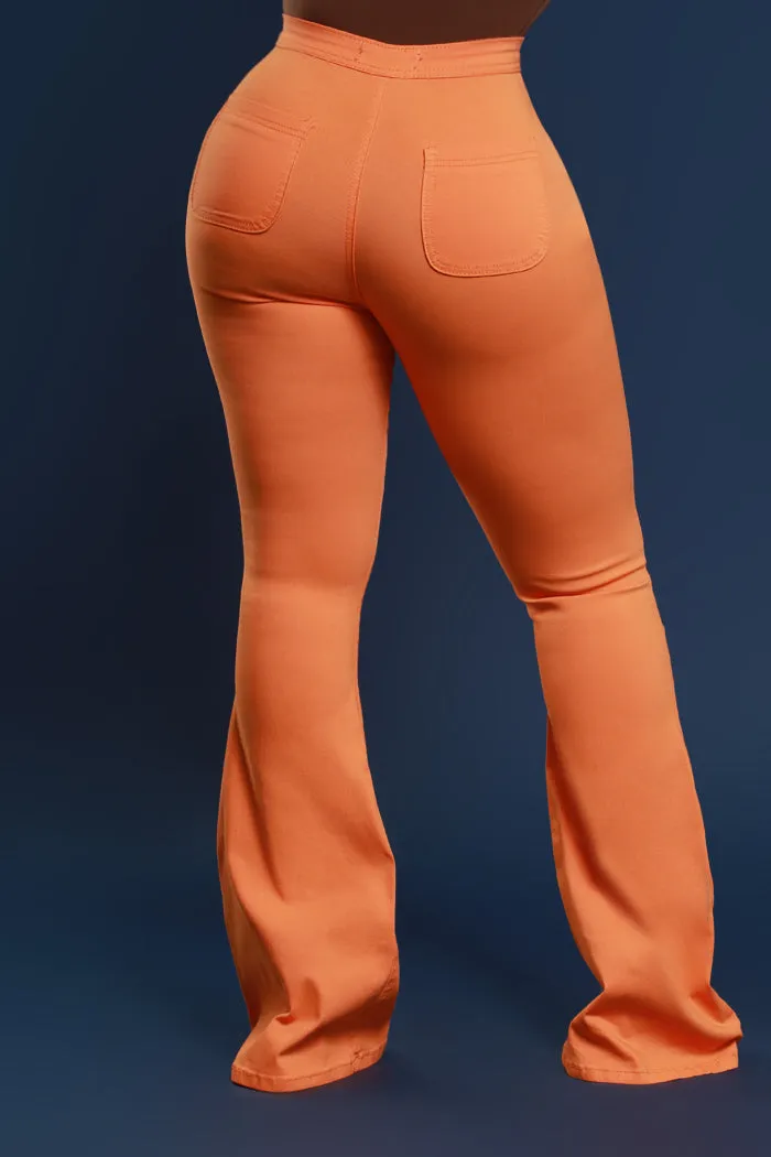 Super Swank High Rise Flare Stretchy Jeans - Orange