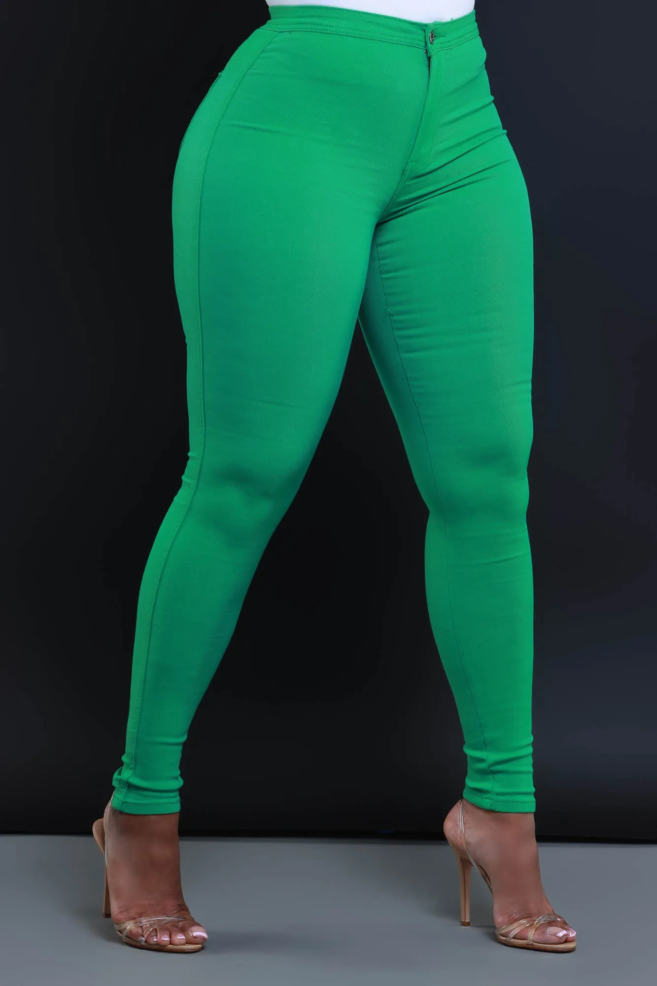 Super Swank High Waist Stretchy Jeans - Kelly Green