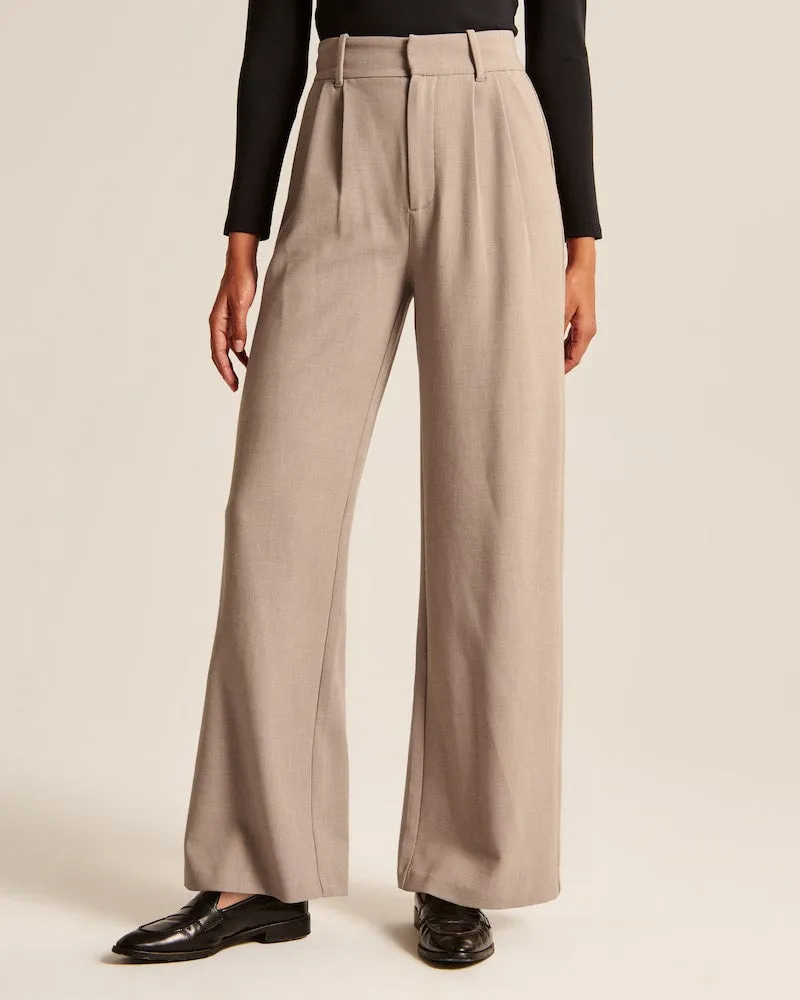 Taupe Wide-Leg Pants