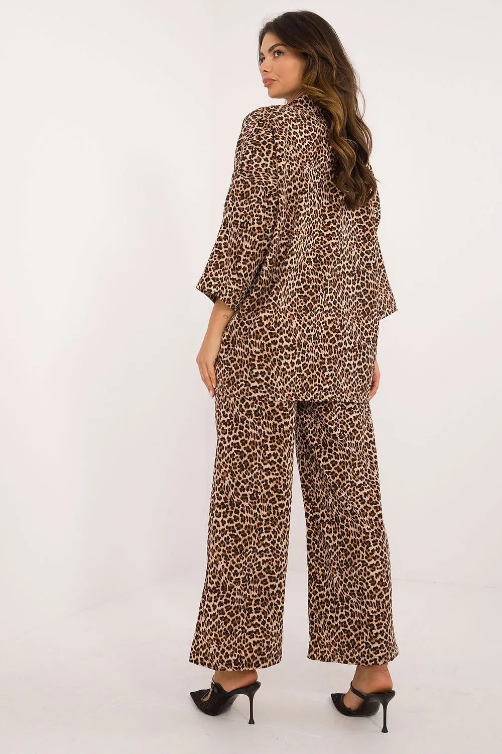 TEEK - Animal Patterned Button-Down Top Casual Pants Set