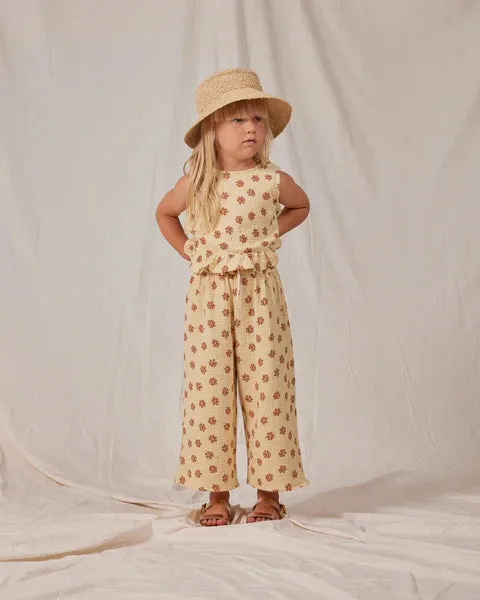 The Wide Leg Pant by Rylee   Cru - Lemon Daisies - KIDS