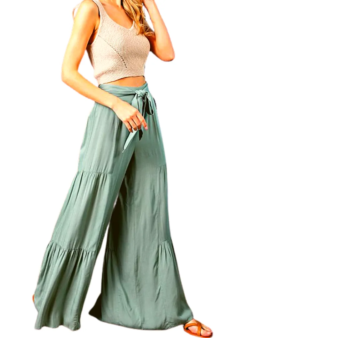 Tiered Wide Leg Pant