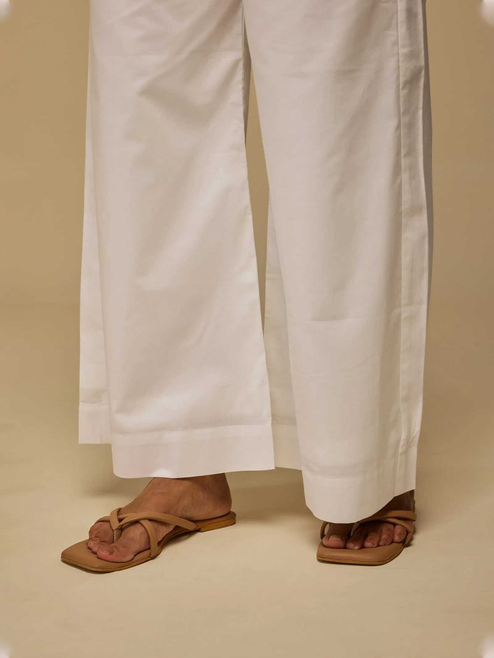 White Wide Leg Cotton Pant