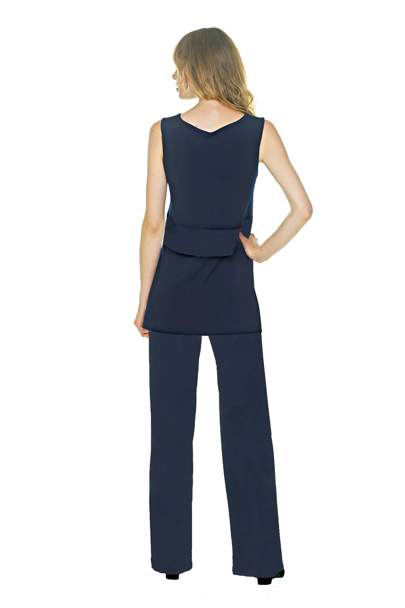 Wide Leg Palazzo Knit Pant - Navy