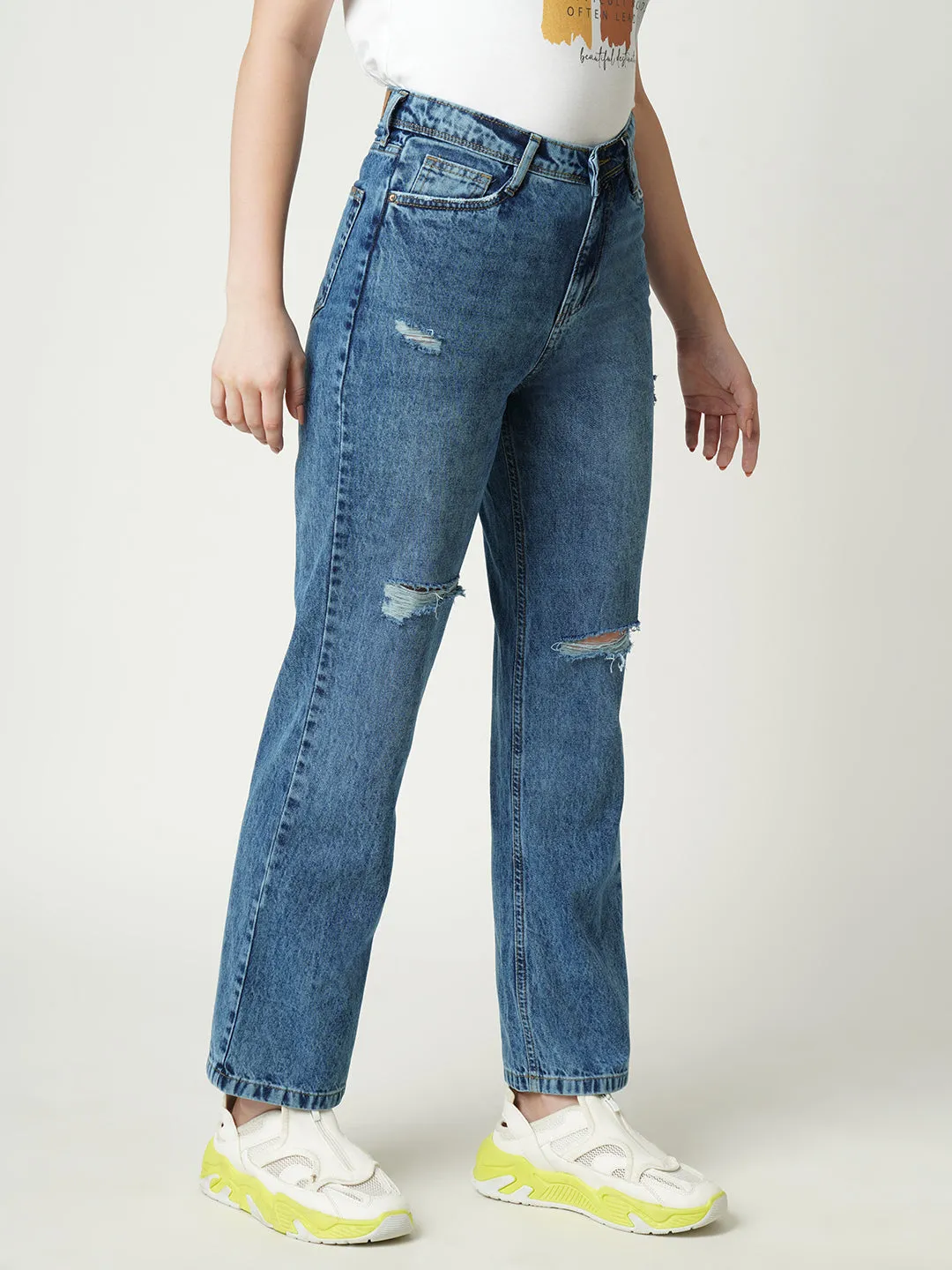 Women High-Rise Loose Straight Fit Jeans