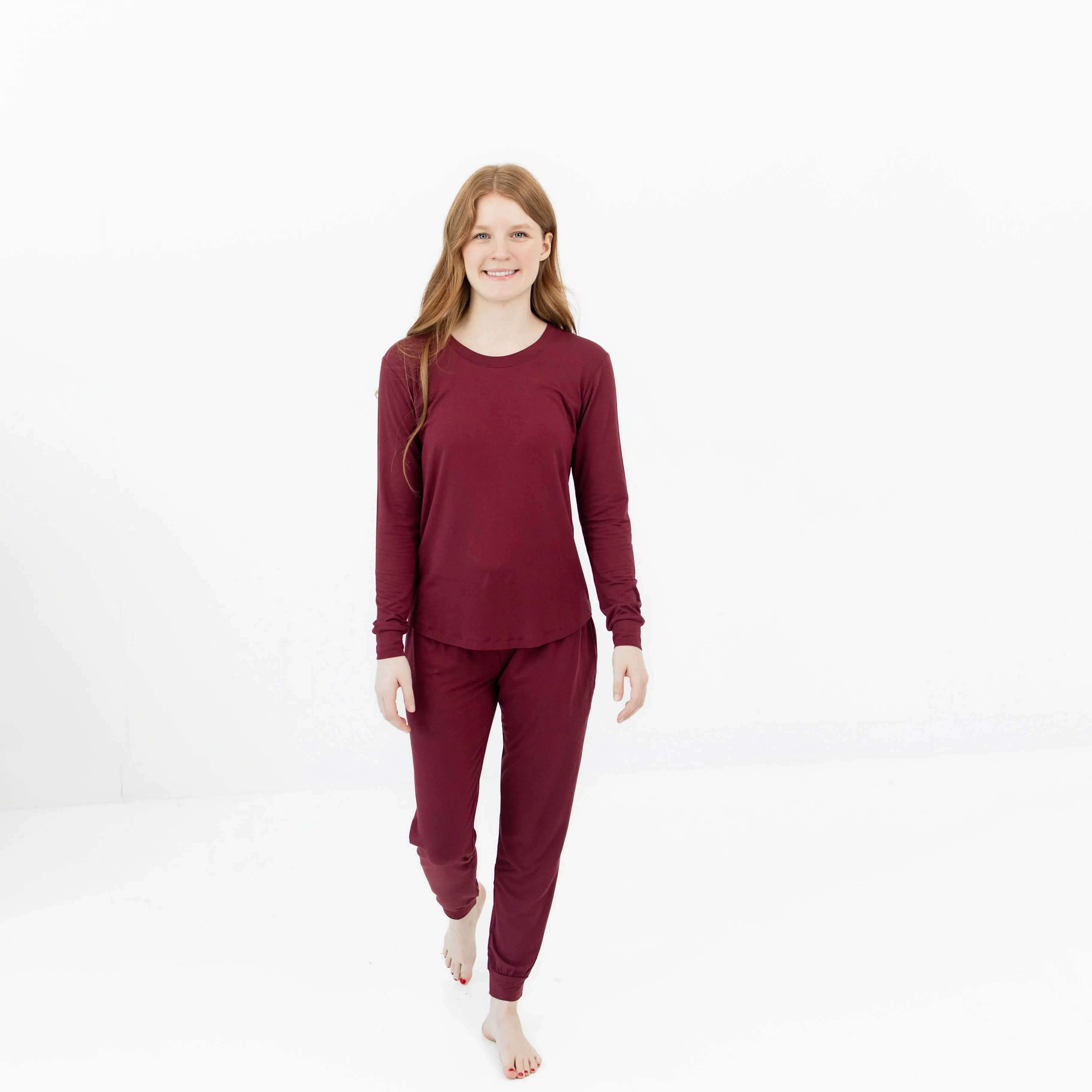 Women's Jogger Pajama Set in Burgundy