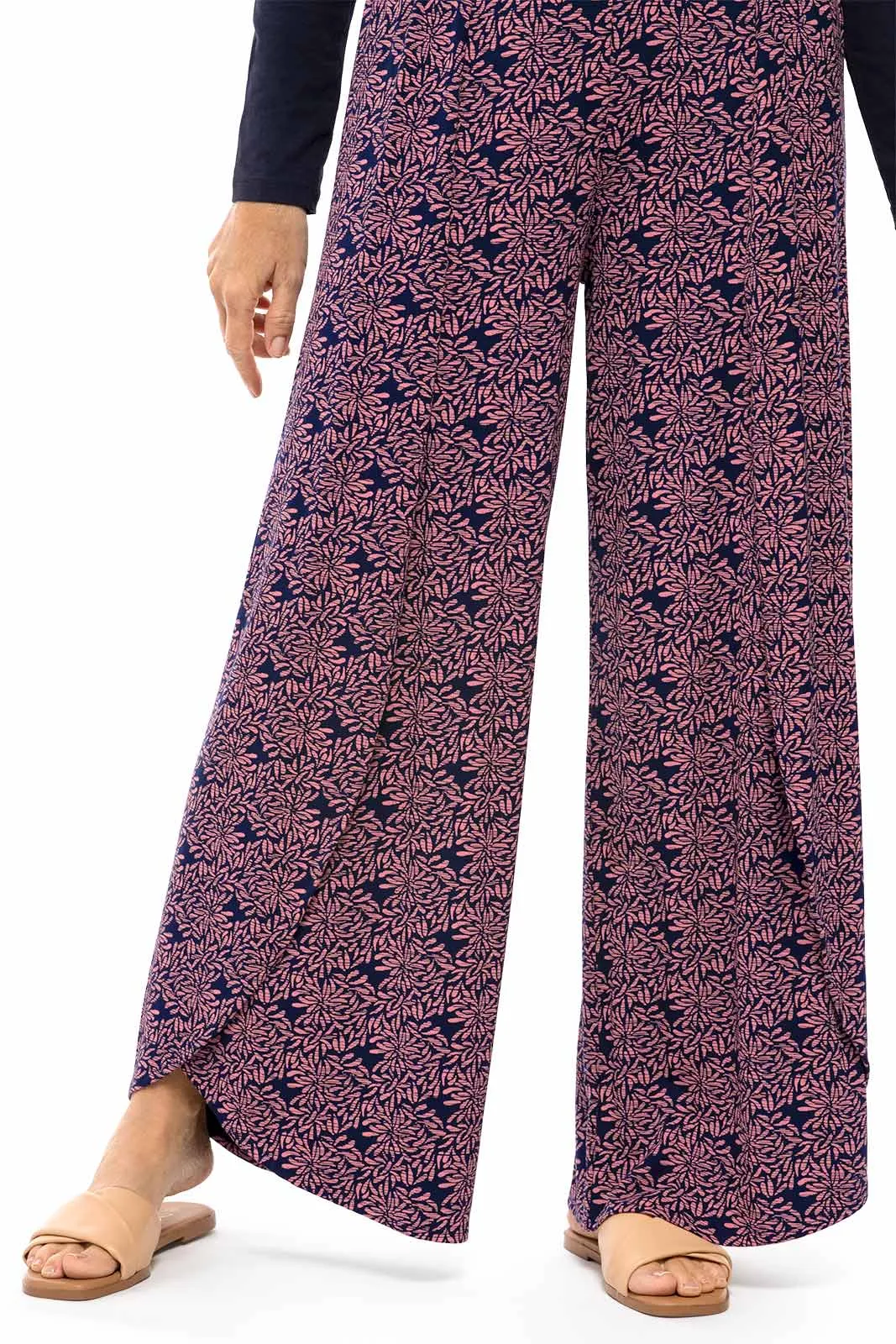 Women's Lynsu Wide Leg Pants | Peachy Pink Etched Flowers