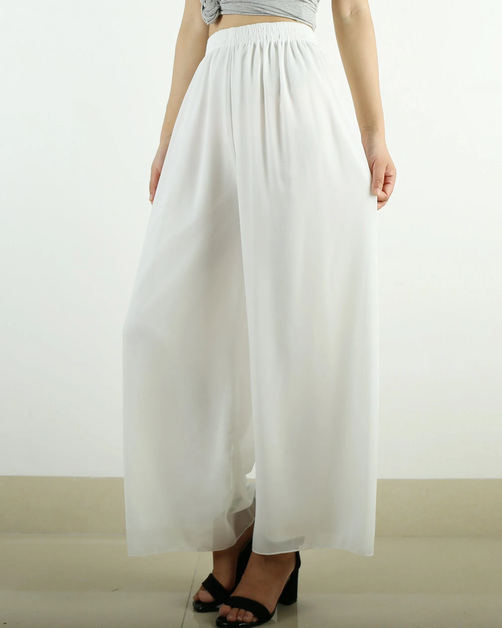 Women's wide leg pants, chiffon skirt pants, summer trousers, yoga pants, oversized casual customized pants (K1712)